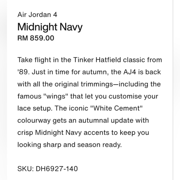 Jordan Brand × Nike Jordan 4 Midnight Navy 8.5 main image 3